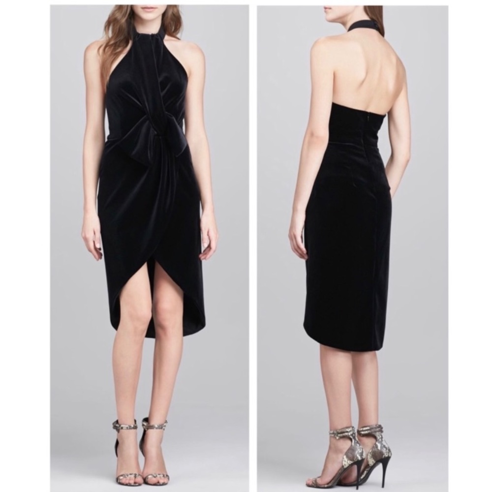 Black Halo Eve -Admire Draped Velvet Cocktail Dress in Eggplant
